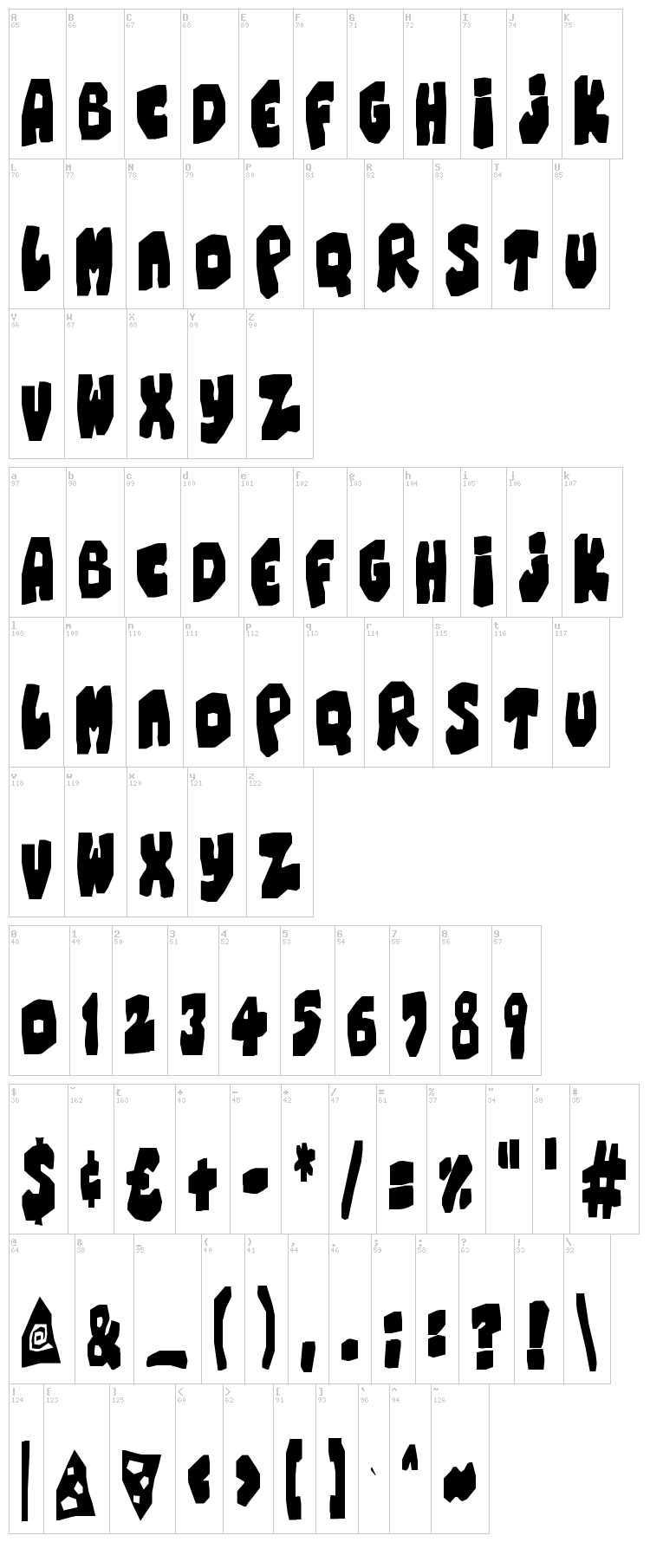 Chunky Cheese font map